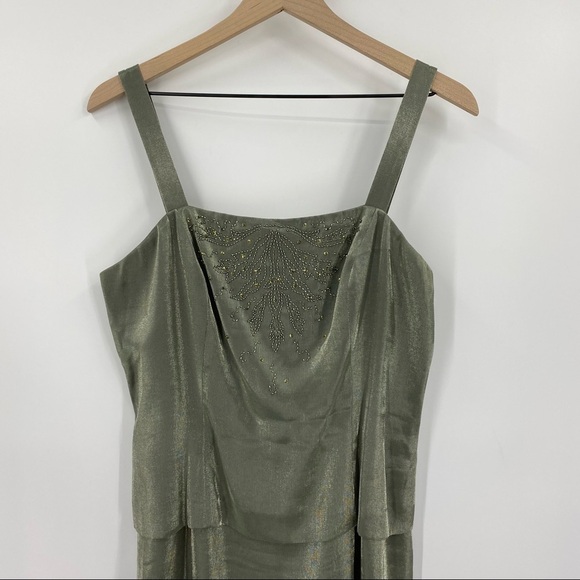 Alex Evenings Beaded Midi Dress Jacket Set Green Size 10 - Picture 6 of 16